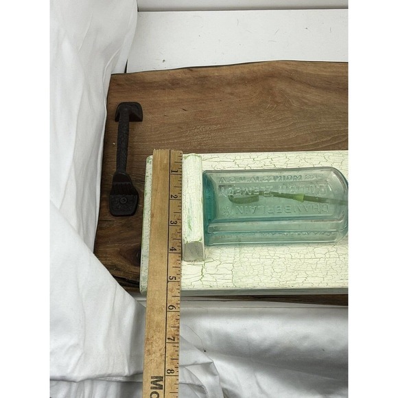 Aqua Blue CHAMBERLAIN’S Cough Remedy DES MOINES IA Medicine Bottle Tulip Folk - Picture 11 of 13